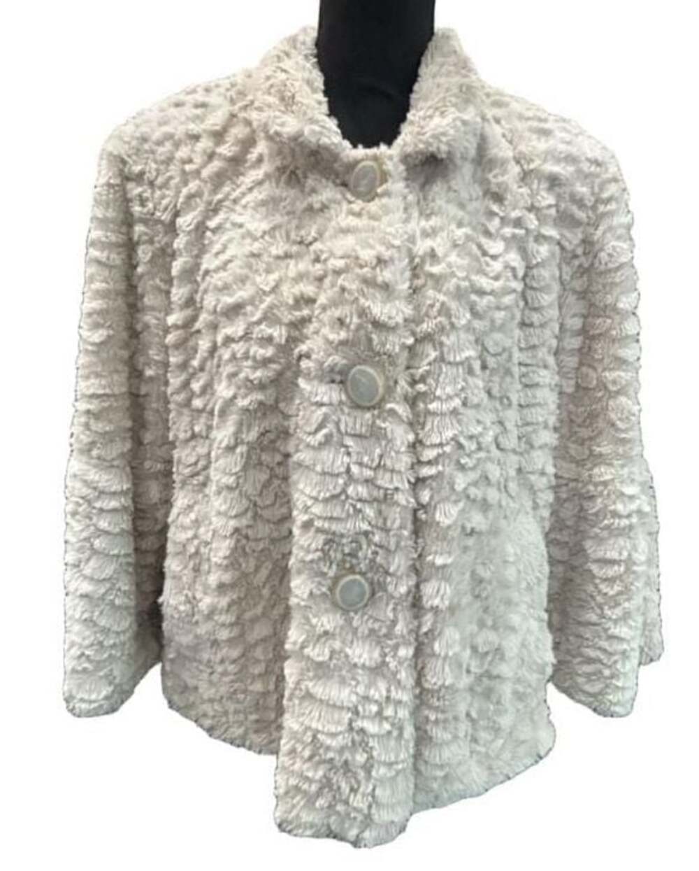 Scandinavian Faux Fur Women's Textured Button-Up Jacket